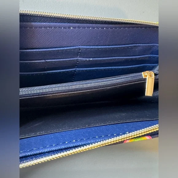 Dabney Lee Navy long Wallet with Rainbow Accents - Picture 5 of 5